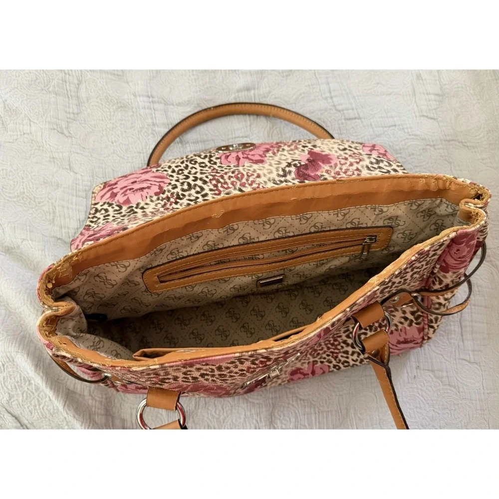 Guess Shoulder Bag Pink Rose Logo Print O-Ring Faux 2000s Y2K Indie Sleeze READ